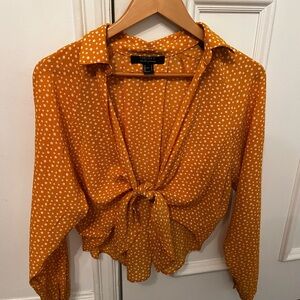 Forever 21 Orange Crop Tie Front Blouse
